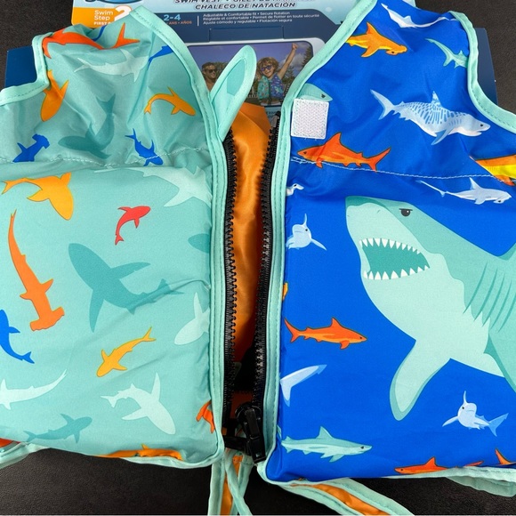 SwimWays Child Shark Print Step 2 Swim Vest Life Jacket Adjustable Ages 2-4 - Picture 4 of 14